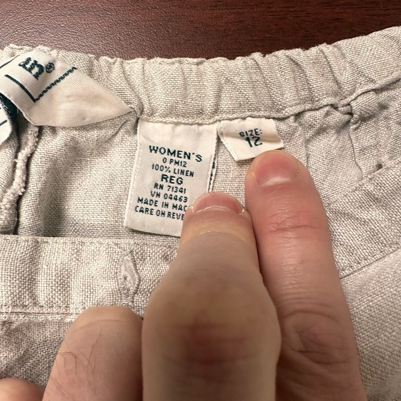 L.L. Bean Pants Womens Size 12 Reg. Linen Capris Stretch Boho Summer Wide Leg - Picture 4 of 9